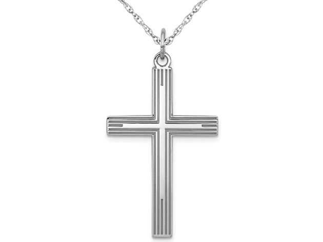 Sterling Silver Laser Designed Cross Pendant Necklace with Chain