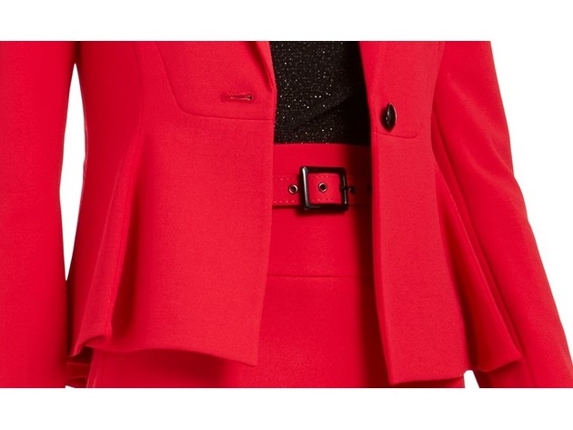 Bar III Women's Crepe Peplum Blazer Red Size 2
