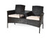 Costway Patio Rattan Conversation Set Loveseat Sofa Cushioned Coffee Table Mix Brown 