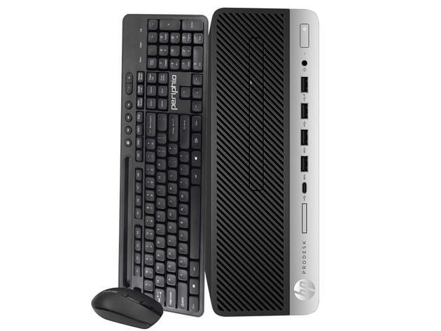 HP ProDesk 600 G3 PC Desktop Computer, Intel i5-7500 3.4GHz, 8GB RAM, 240GB SSD, Windows 10 Pro, New 1080p Periphio Webcam, New Periphio Wireless Keyboard & Mouse, New 16GB Flash Drive, WiFi (Renewed)