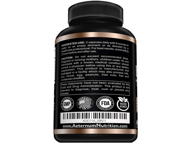 Aeternum Nutrition Infinite High & Vitality Support - Includes Argnine and Glutamine - Supports Strength, Stamina, Skin and Hair Health, Muscle Growth, 60 Capsules Dietary Supplement
