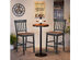 Set of 2 Bar Stools 24'' Counter Height Barstool Pub Chair Solid Wood Rake Back - Black, Walnut