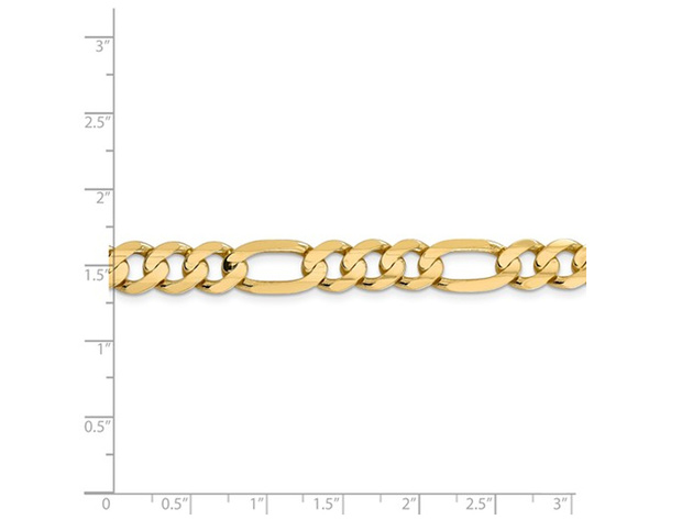 Mens 8.75mm Concave Figaro Necklace 22 Inches in 14K Yellow Gold