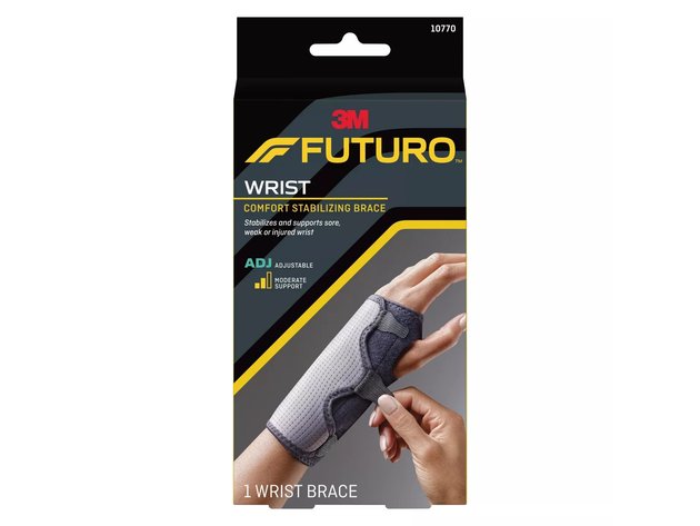 3M FUTURO Adjustable Reversible Splint Wrist Brace, Fits Wrists 5.5 Inch-8.5 Inch, Black/Grey