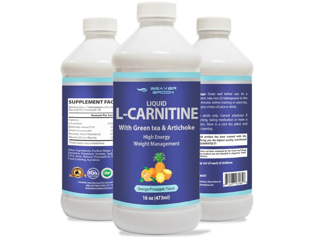 Beaver Brook Liquid L-Carnitine 1,500mg with Green Tea & Artichoke - Orange Pineapple - 32