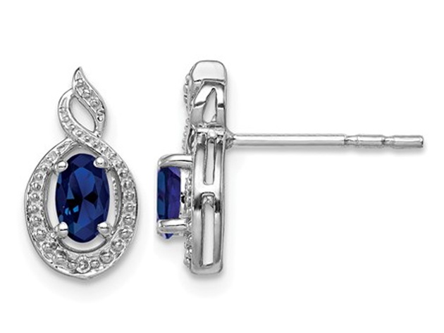 Sterling Silver 1/2 Carat (ctw) Lab Created Blue Sapphire Earrings