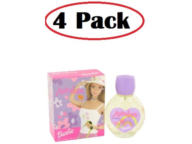 4 Pack of Barbie Aventura by Mattel Eau De Toilette Spray 2.5 oz
