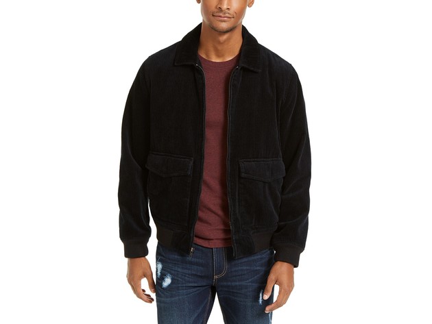 Sun + Stone Men's Hazel Cord Bomber Jacket Black Size Small
