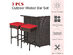 Costway 3PCS Patio Rattan Wicker Bar Table Stools Dining Set Cushioned Chairs Garden Red