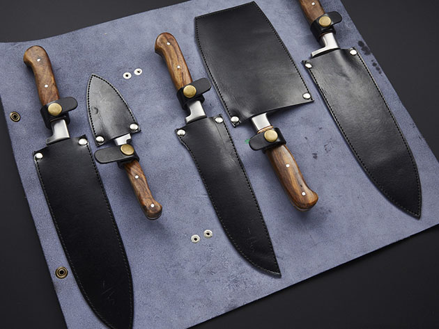 Pro Chef's Knives with Henkel Rosewood + Special Burl: Set of 5