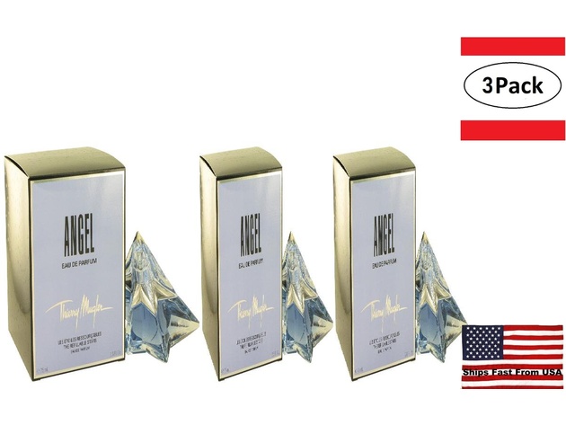 3 Pack ANGEL by Thierry Mugler Eau De Parfum Spray Refillable Star 2.6 oz for Women