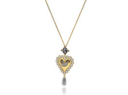 Swarovski Vintage Swan Gold Tone Dark Multi-Colored Crystal Necklace (Store-Display Model)