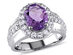 2.20 Carat (ctw) Amethyst Ring with Lab Created White Sapphires in Sterling Silver - 9