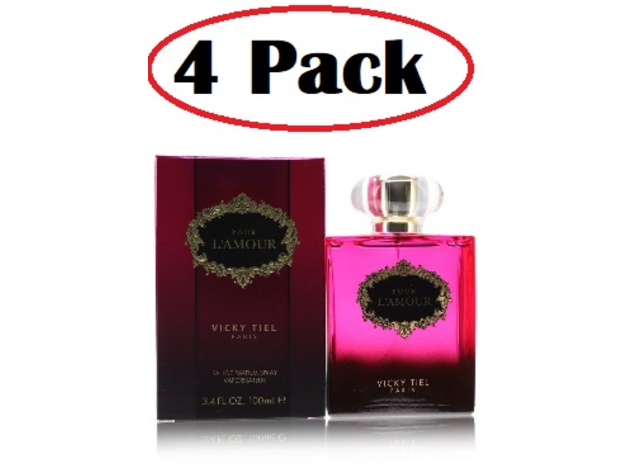 4 Pack of Vicky Tiel Pour L'amour by Vicky Tiel Eau De Parfum Spray 3.4 oz