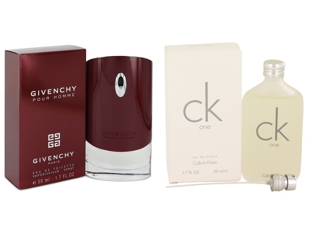 Gift set  Givenchy (Purple Box) by Givenchy EDT Spray 1.7 oz And  CK ONE EDT Pour/Spray (Unisex) 1.7 oz