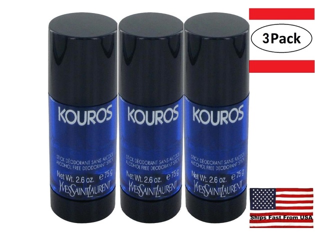 tømmerflåde Variant Brudgom 3 Pack KOUROS by Yves Saint Laurent Deodorant Stick 2.6 oz for Men | Joyus