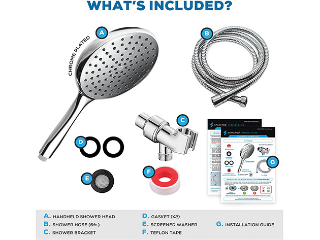 SparkPod Wide-Angle Handheld Shower Head with Hose