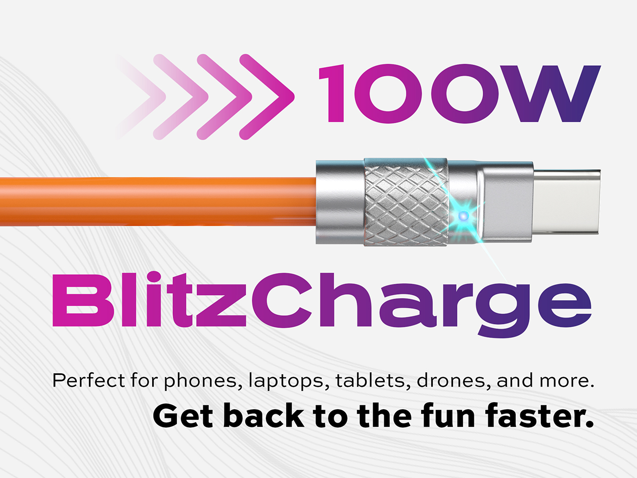 Statik® TsumoCharge® 100W USB-C Silicone Charging Cable (Orange/4-Pack)