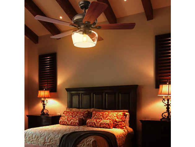 Costway 52" Vintage Ceiling Fan Light w/ Remote Control Reversible Blades Home Indoor - Brown