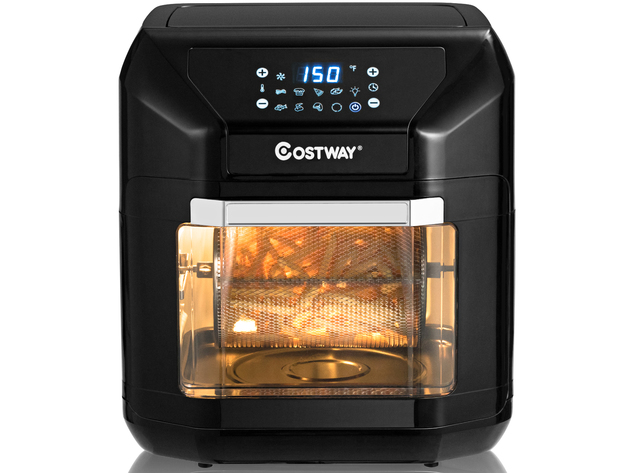 Costway 10.6 Quart Air Fryer Oven 1700W 7 in 1 Rotisserie Dehydrator w/ 8 Accessories Black