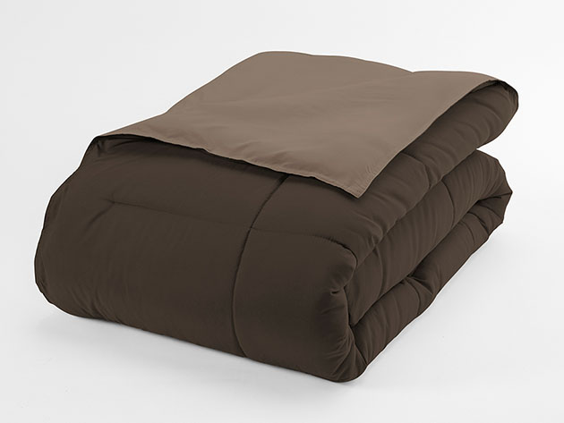 Down Alternative Reversible Comforter Set (Taupe & Chocolate | Twin)