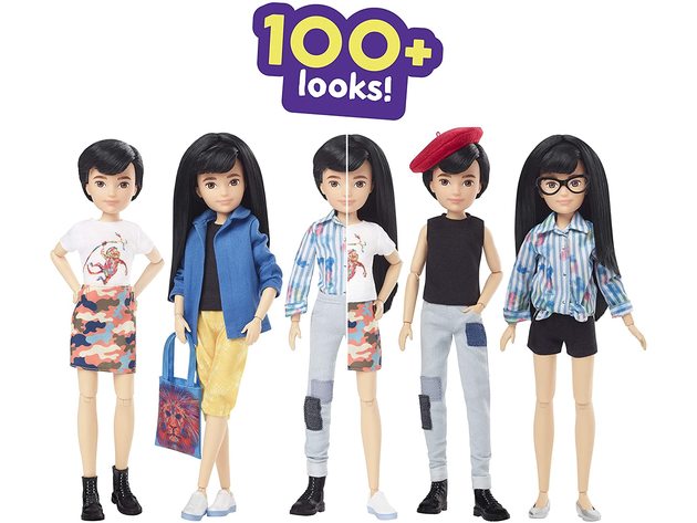 Creatable World Deluxe Character Kit Customizable Doll with Clothing and Accessories, Black Straight Hair