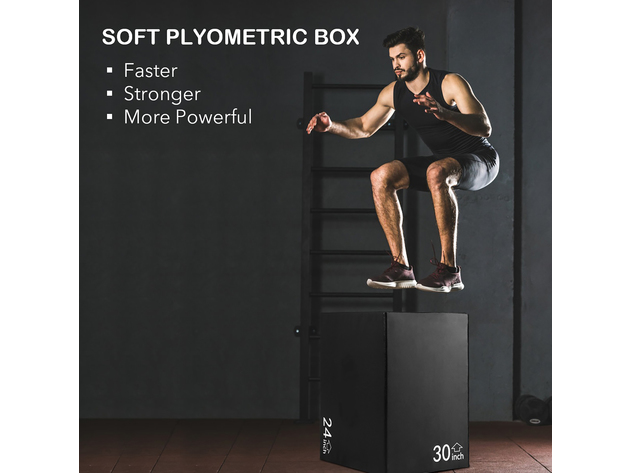 Costway 3-in-1 Foam Plyometric Jump Box w/ Adjustable Height  30''/24''/20'' for Training