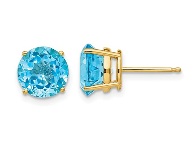 5.00 Carat (ctw) Natural Blue Topaz Stud Earrings in 14K Yellow Gold
