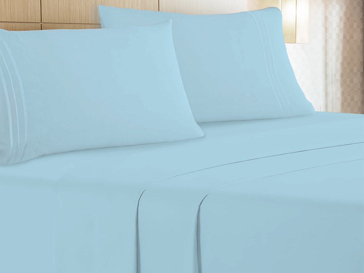 The Luxe 4-Piece Microfiber Bed Sheet Set (Blue/King)