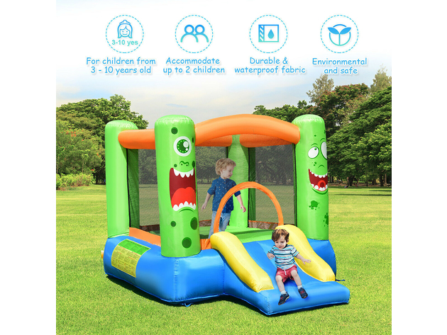 Costway Kids Playing Inflatable Bounce House Jumping Castle Game Fun Slider 480W Blower