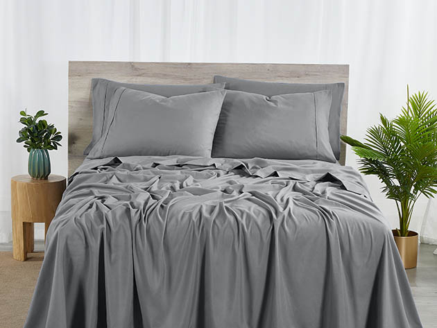 Bamboo 2000 Count 4-Piece Sheet Set with SnugGrip (Gray/Twin)