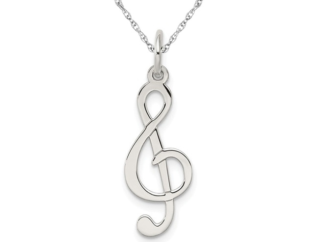 Sterling Silver Treble Clef Charm Pendant Necklace with Chain