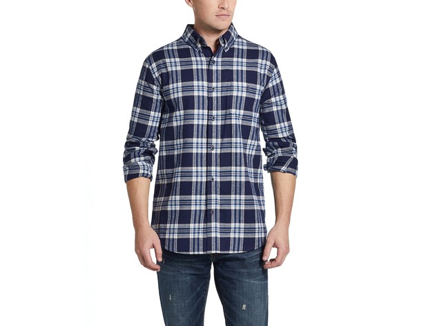 Weatherproof Vintage Men's Brushed Antique Flannel Plaid Shirt Black Size Small