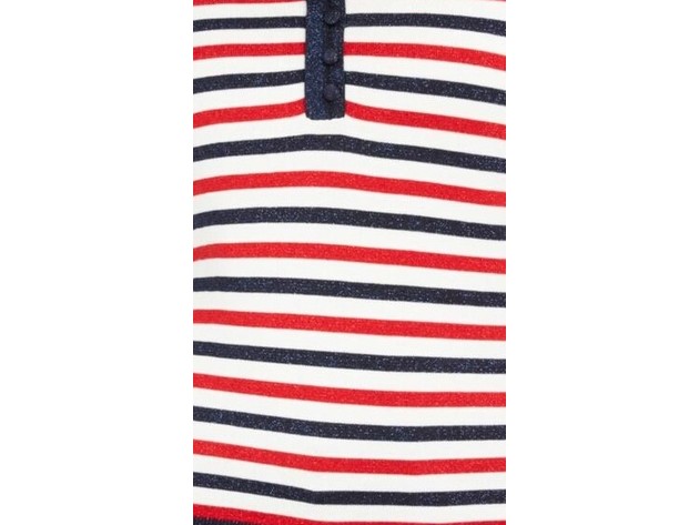 Tommy Hilfiger Women's Metallic-Stripe Henley Top White Size Large