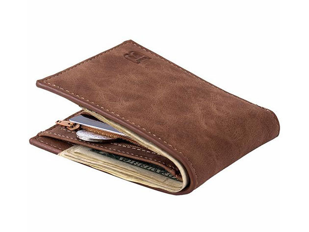 Baborry Men's Faux Leather Wallet (Brown)