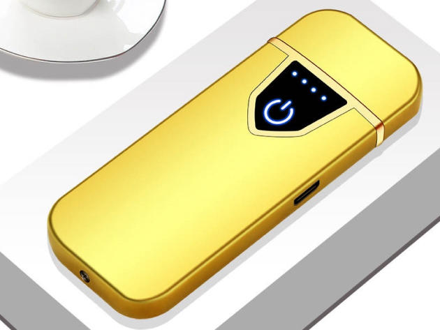 Slimline Windproof Rechargeable Lighter (Iced Gold)