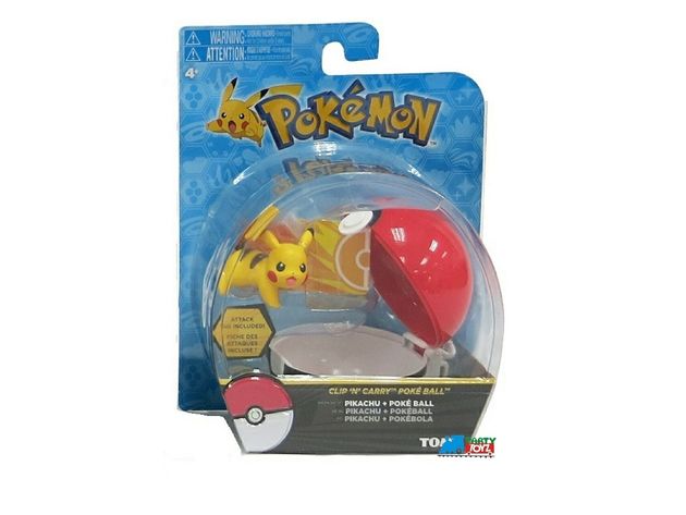 Pokemon 2" Plastic Toy Action Figure Clip n Carry - Pikachu and Poke Ball
