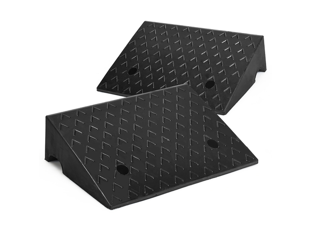 Costway 2 PCS 5'' Rubber Car Curb Ramps for Vehicle Wheelchair Threshold Ramp 33,000lbs - Black