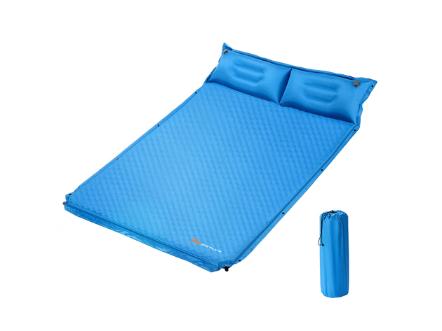 Goplus Self-Inflating Camping Mat Outdoor Sleeping Pad W/Pillows Bag for Camping - Blue