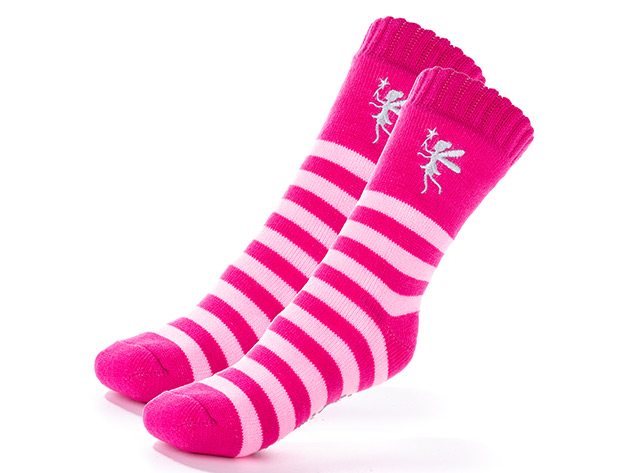 Extra Thick Winter Slipper Socks with Non-Slip Grip (Pink Fairy)