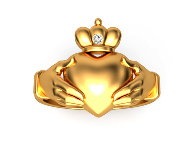 Claddagh Ring in 22k Gold Plating (Size 10)
