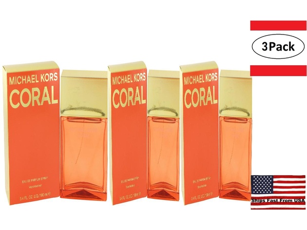 3 Pack Michael Kors Coral by Michael Kors Eau De Parfum Spray 3.4 oz for Women