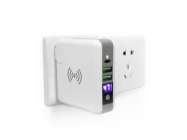 3-Port Charger with Qi-Enabled Wireless Charger & Power Bank