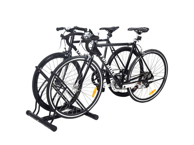Costway Two Bicycle Bike Stand Racor Garage Floor Storage Organizer Cycling Rack - Black