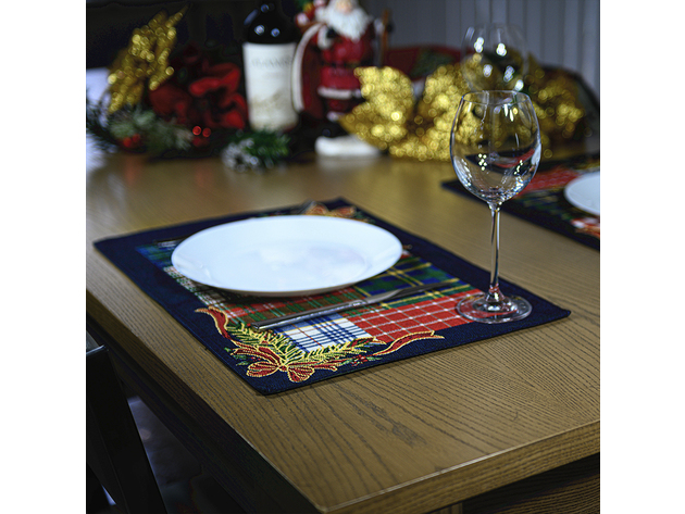 Homvare Table Placemats, Holiday Dinner, Parties, Home Décor, Woven Tapestry 13”X19”-Set of 4 - Blue