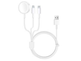 3-in-1 Apple Watch, AirPods & iPhone Charging Cable (White/2-Pack)