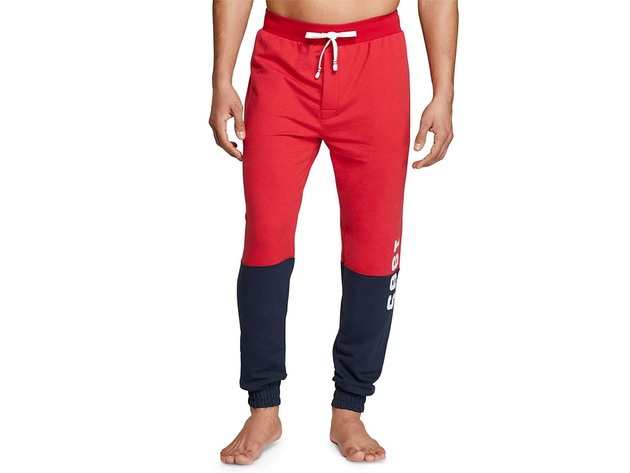 Tommy Hilfiger Men's Color Block Logo Joggers Red Size 2 Extra Large