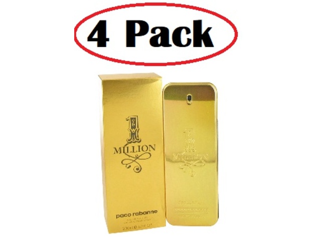 4 Pack of 1 Million by Paco Rabanne Eau De Toilette Spray 6.7 oz