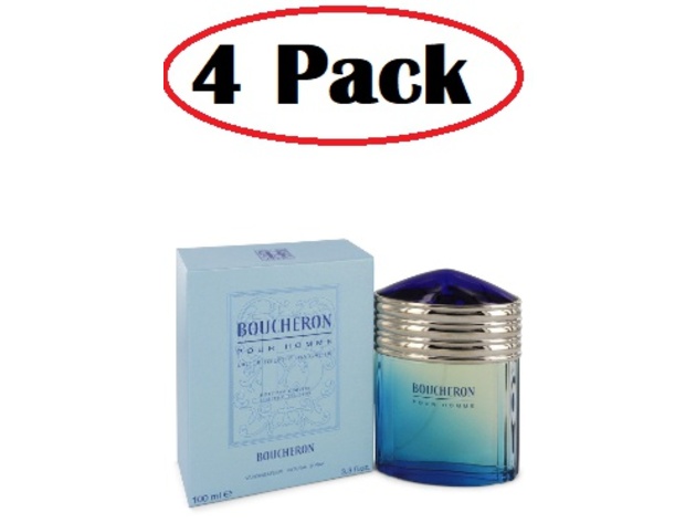 4 Pack of BOUCHERON by Boucheron Eau De Toilette Fraicheur Spray (Limited Edition) 3.4 oz