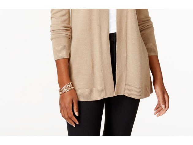 Karen Scott Women's Petite Open-Front Cardigan Brown Size Small